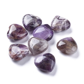 Natural Amethyst Heart Love Stone, Pocket Palm Stone for Reiki Balancing, 25x25.3x11.5mm