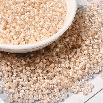 12/0 Transparent Glass Seed Beads, Inside Colours, Round Hole, Round, PeachPuff, 1.5~2mm, Hole: 1mm, about 450g/bag
