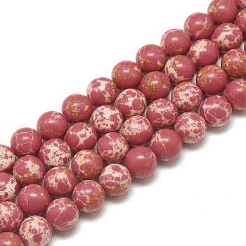 Synthetic Imperial Jasper Beads Strands, Dyed, Round, Cerise, 8~8.5mm, Hole: 1mm, about 50pcs/strand, 15.7 inch