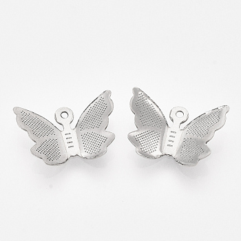 201 Stainless Steel Pendants, Butterfly, Stainless Steel Color, 11x15.5x3mm, Hole: 1mm