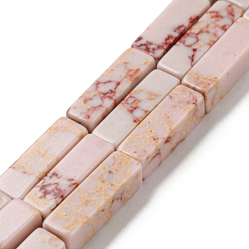 Synthetic Imperial Jasper Dyed Beads Strands, Rectangle, PeachPuff, 13~13.5x4~4.5x4~4.5mm, Hole: 1.4mm, about 28~29pcs/strand, 14.49''~14.96''(36.8~38cm)