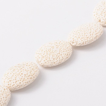 Dyed Oval Synthetic Lava Rock Beads Strands, White, 26~27x20~21x8mm, Hole: 1mm, about 15pcs/strand, 15.3 inch