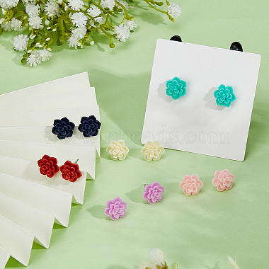 6 Pairs 6 Colors 3D Flower Polymer Clay Stud Earrings with 304 Stainless Steel Pins(EJEW-FI0003-13)-4