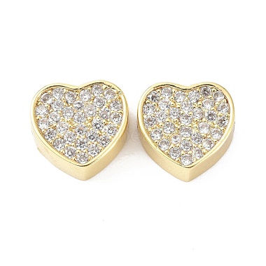 Clear Heart Brass+Cubic Zirconia Beads