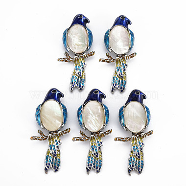 Natural White Shell Eagle Brooch with Enamel(PALLOY-Q438-010B-RS)-4