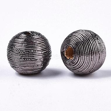 Perles de bois recouvertes de fil de cordon polyester(WOVE-S117-14mm-03)-4