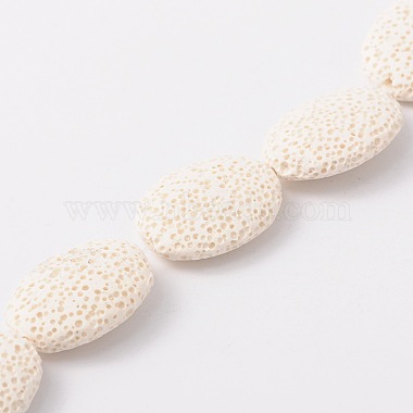 26mm White Oval Lava Beads