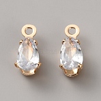 Alloy Pave Clear Cubic Zirconia Teardrop Charms, Light Gold, 7.5x3x3mm, Hole: 0.8mm(FIND-TAC0035-48C-KCG)