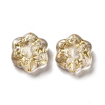Transparent Plating Acrylic Beads, Golden Metal Enlaced, Flower, Clear, 18.5x17x6.5mm, Hole: 1.5mm, about 315pcs/500g(OACR-L013-028)