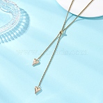Adjustable Alloy Heart Pendant 304 Stainless Steel Box Chain Lariat Necklaces for Women, Golden, 31.50 inch(80cm)(NJEW-JN05902-01)