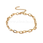 PVD Vacuum Plating 304 Stainless Steel Cable Chain Bracelet for Men Women, Golden, 9-1/2 inch(24~24.2cm)(BJEW-E031-05A-G)