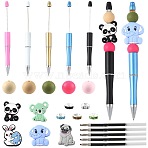 Animal DIY Beadable Pen Making Kits, including Plastic Ballpoint Pen & Pen Refills, Rhinestone & Acrylic & Silicone Beads, Alloy Pendant, Faux Suede, Alloy Clasps, Mixed Color, 148x12mm(DIY-FS0009-45)