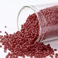TOHO Round Seed Beads, Japanese Seed Beads, (5CF) Transparent Frost Ruby, 15/0, 1.5mm, Hole: 0.7mm, about 15000pcs/50g(SEED-XTR15-0005CF)