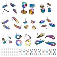 DIY Earring Making Finding Kits, Including 304 Stainless Steel Stud Earring Findings & Jump Rings, Plastic & Silicone Ear Nuts, Rainbow Color, 116pcs/box(DIY-SZ0008-25)