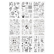 Globleland 9 Sheets 9 Style PVC Plastic Stamps, for DIY Scrapbooking, Photo Album Decorative, Cards Making, Stamp Sheets, Mixed Patterns, 16x11x0.3cm, 1 sheet/style(DIY-GL0001-59)