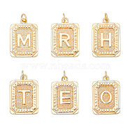 ARRICRAFT 6Pcs 6 Style Brass Pendants, with Jump Rings, Cadmium Free & Nickel Free & Lead Free, Rectangle with Letter, Real 18K Gold Plated, Real 18K Gold Plated, 22.5x16x2mm, Jump Ring: 5x1mm, 3mm inner diameter, 1pc/style(KK-AR0003-66)