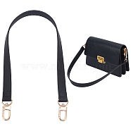 Cowhide Bag Handles, with Alloy Swivel Clasps, for Bag Replacement Accessories, Black, 56x1.85cm(FIND-WH0136-78LG)