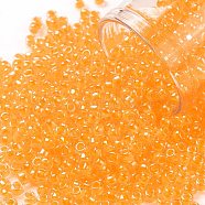 TOHO Round Seed Beads, Japanese Seed Beads, (801) Luminous Neon Tangerine, 8/0, 3mm, Hole: 1mm, about 220pcs/10g(X-SEED-TR08-0801)