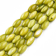 Natural Freshwater Shell Beads Strands, Dyed, Rice, Olive Drab, 7.5x4mm, Hole: 0.8mm, about 51~52pcs/strand, 14.96 inch~15.16 inch(38~38.5cm)(SHEL-N026-212-B04)