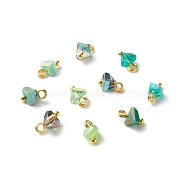 Electroplate Glass Charms, with Brass Ball Head Pins, Triangle, Aquamarine, 8x6x4.5mm, Hole: 1.8mm(PALLOY-JF00821-06)