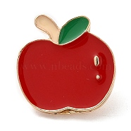 Fruit Theme Enamel Pins, Light Gold Alloy Badge for Backpack Clothes, Teacher's Day, Apple, 18x18x2mm(JEWB-A013-03A)
