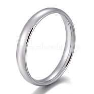 304 Stainless Steel Flat Plain Band Rings, Stainless Steel Color, Size 5~12, Inner Diameter: 15~22mm, 3mm(STAS-I160-D-P)