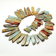 Chips Natural Aqua Terra Jasper Beads Strands, Dyed, 22~58x9~10x5~6mm, Hole: 1mm, 15.7 inch, about 5strands/kg(G-N0131-18)
