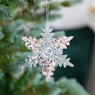 Acrylic with Sequin Pendant Decoration, Christmas Tree Hanging Decorations, for Party Gift Home Decoration, Snowflake, 110x100mm(XMAS-PW0001-067K)