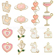 16Pcs 8 Styles Valentine's Day Alloy Enamel Pendants, Mixed Shapes, Mixed Color, 12.5~20x12~21x1~5mm, Hole: 1.2~2mm, 2pcs/style(ENAM-FS0001-64)