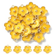 Light Gold Plated Alloy Enamel Pendants, Flower Charm, Gold, 13x11.5x3mm, Hole: 1.6mm(ENAM-YW0002-20G)