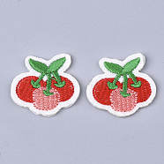 Computerized Embroidery Cloth Iron On Patches, Costume Accessories, Appliques, Cherry, White, 28x31x1.5mm(FIND-T030-182A)