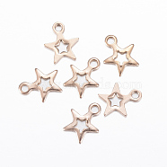 Ion Plating(IP) 304 Stainless Steel Charms, Star, Rose Gold, 8.5x7x0.8mm, Hole: 1.2mm(X-STAS-H392-01RG)