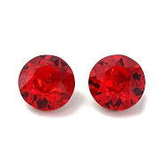 Glass Rhinestone Cabochons, Pointed Back & Back Plated, Faceted, Flat Round, Ruby, 6x4~4.5mm(RGLA-A026-01A-227)