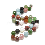 Natural/Synthetic Gemstone Beaded Necklaces, with Alloy Lobster Clasps, Round, 18.8 inch~19.2  inch(48~49cm), round: 10mm(NJEW-S404-21)