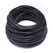 Leather Braided Cord, Black, 6mm, about 54.68 yards(50m)/bundle(WL-Q005-6mm-1)