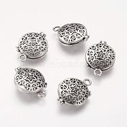 Brass Diffuser Locket Pendants, Photo Frame Charms for Necklaces, Lead Free & Nickel Free, Flat Round, Antique Silver, 21x15x6mm, Hole: 2mm(KK-P7773-AS-FF)