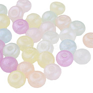 Acrylic Beads, Glitter Beads, Half Drilled, Half Round, Mixed Color, 10x7mm, Hole: 2.5mm, about 1130pcs/500g(MACR-N006-24-B01)