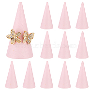 Solid Wood Cone Ring Holder, for Ring Display, Pink, 2.5x5cm, 12pcs/set(RDIS-FG0001-22)
