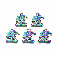 Rainbow Color Alloy Pendants, Cadmium Free & Nickel Free & Lead Free, Graduation Cap, 17x14x4mm, Hole: 1.5mm(PALLOY-N163-108-NR)