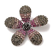 5-Petal Flower Alloy Rhinestone Brooches for Backpack Clothes, Rose, 39x40mm(JEWB-S028-02B)