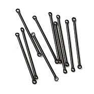 304 Stainless Steel Links, Bar Connector Charms, Black, 35x2.5x1.5mm, Hole: 1.4mm(STAS-Q323-05E-EB)