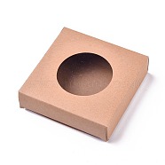 Foldable Kraft Paper Boxes, with Clear Window Paper Boxes, Square, BurlyWood, 10x10x2.4cm(X-CON-WH0068-63A)