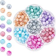 SUPERFINDINGS 175Pcs 7 Colors Opaque Baking Painted Crackle Glass Beads, Faceted, Round, Mixed Color, 8x7.5mm, Hole: 0.8mm, 25pcs/color(EGLA-FH0001-15)