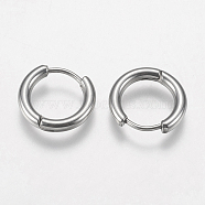304 Stainless Steel Huggie Hoop Earring Findings, Stainless Steel Color, 14x15x2.5mm, 10 Gauge, Pin: 0.9mm(STAS-I097-051C)