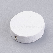 Natural Wood Beads, Dyed, Flat Round, White, 20x6mm, Hole: 2mm(X-WOOD-Q030-55G)