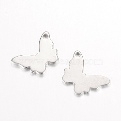 Non-Tarnish 201 Stainless Steel Pendants, Butterfly, Stainless Steel Color, 11x16x1.5mm, Hole: 1mm(STAS-S058-22-1)