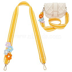 Polycotton Wide Bag Straps, with Crochet Flower & Alloy Swivel Clasp, Orange, 102x3.75x0.2cm(DIY-WH0304-697A)