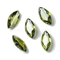 Cubic Zirconia Cabochons, Point Back, Horse Eye, Olive Drab, 8x4x2mm(ZIRC-P116-02A-09)