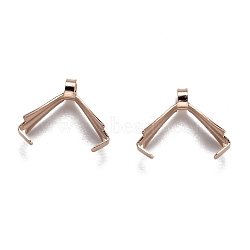 304 Stainless Steel Ice Pick Pinch Bails, Rose Gold, 10x11x4.5mm, Hole: 1.6mm, Pin: 1mm(STAS-F267-01A-RG)