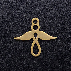 201 Stainless Steel Pendants, Angel, Golden, 14x15x1mm, Hole: 1.5mm(STAS-Q201-JN314-2-14)